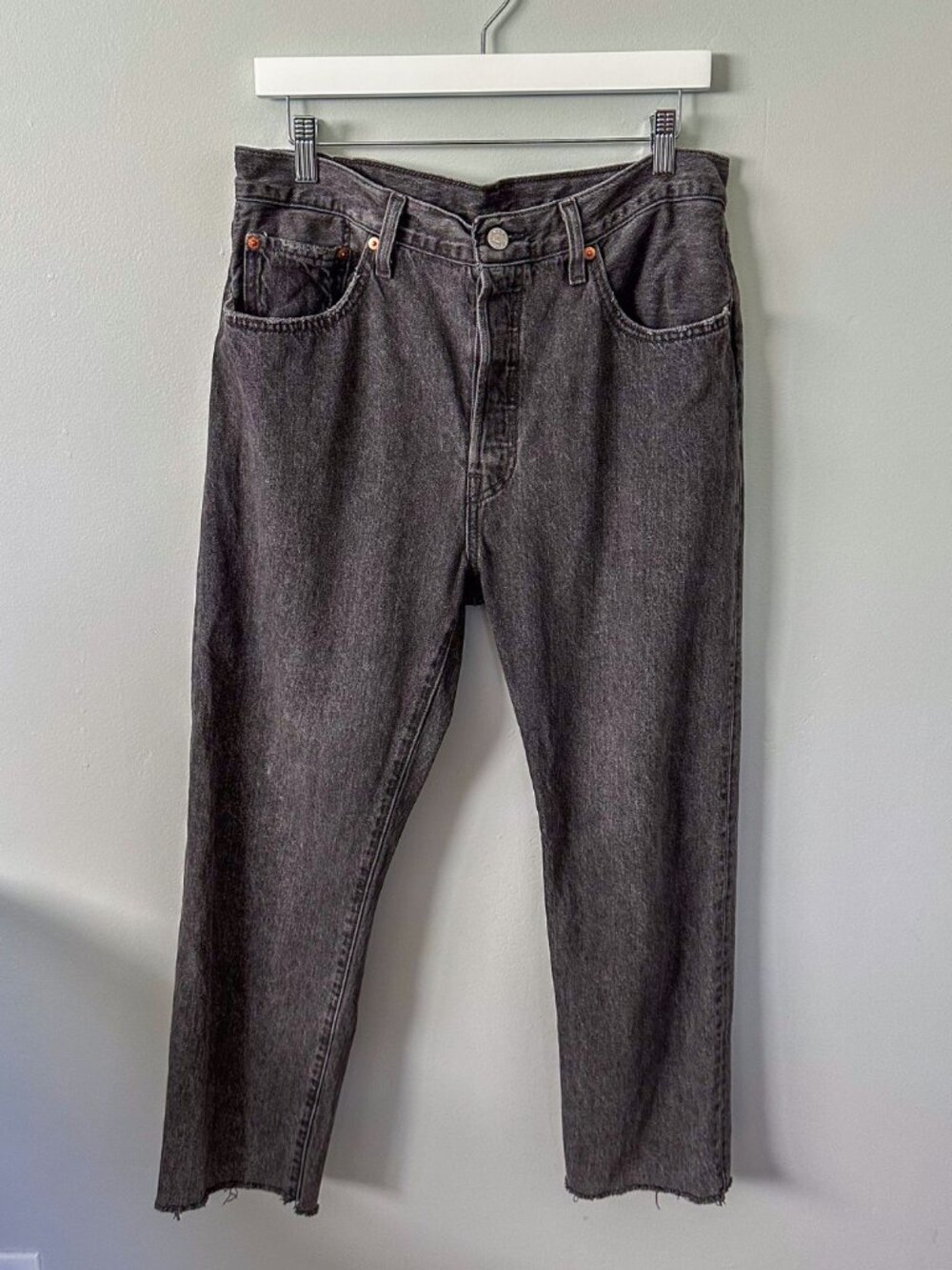 Levi's 501 Black Stonewash Cropped Denim